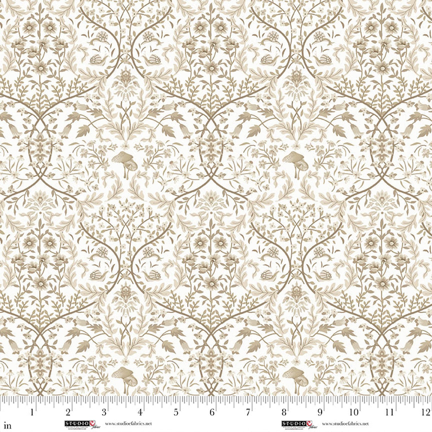 Ashdown Forest- White Ogee: Sold by the 1/2 yard