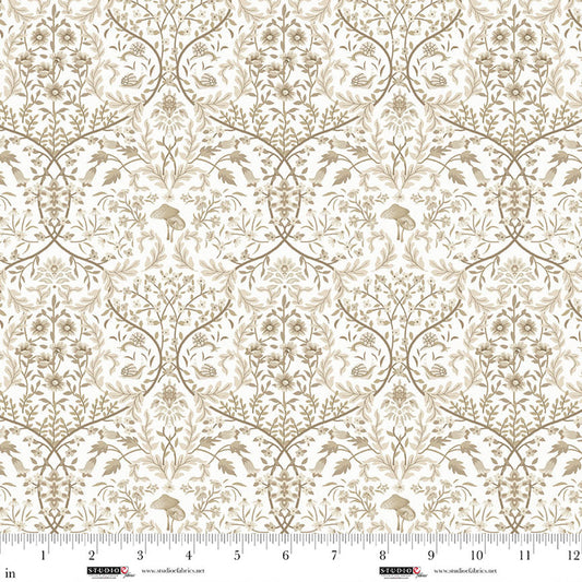Ashdown Forest- White Ogee: Sold by the 1/2 yard