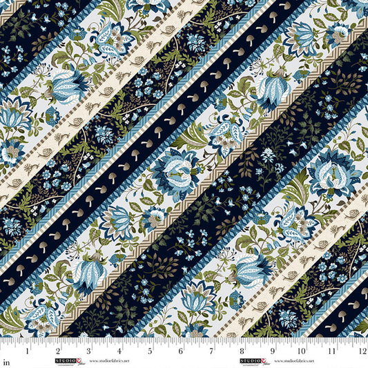 Ashdown Forest- Midnight Blue Diagonal Stripe: Sold by the 1/2 yard