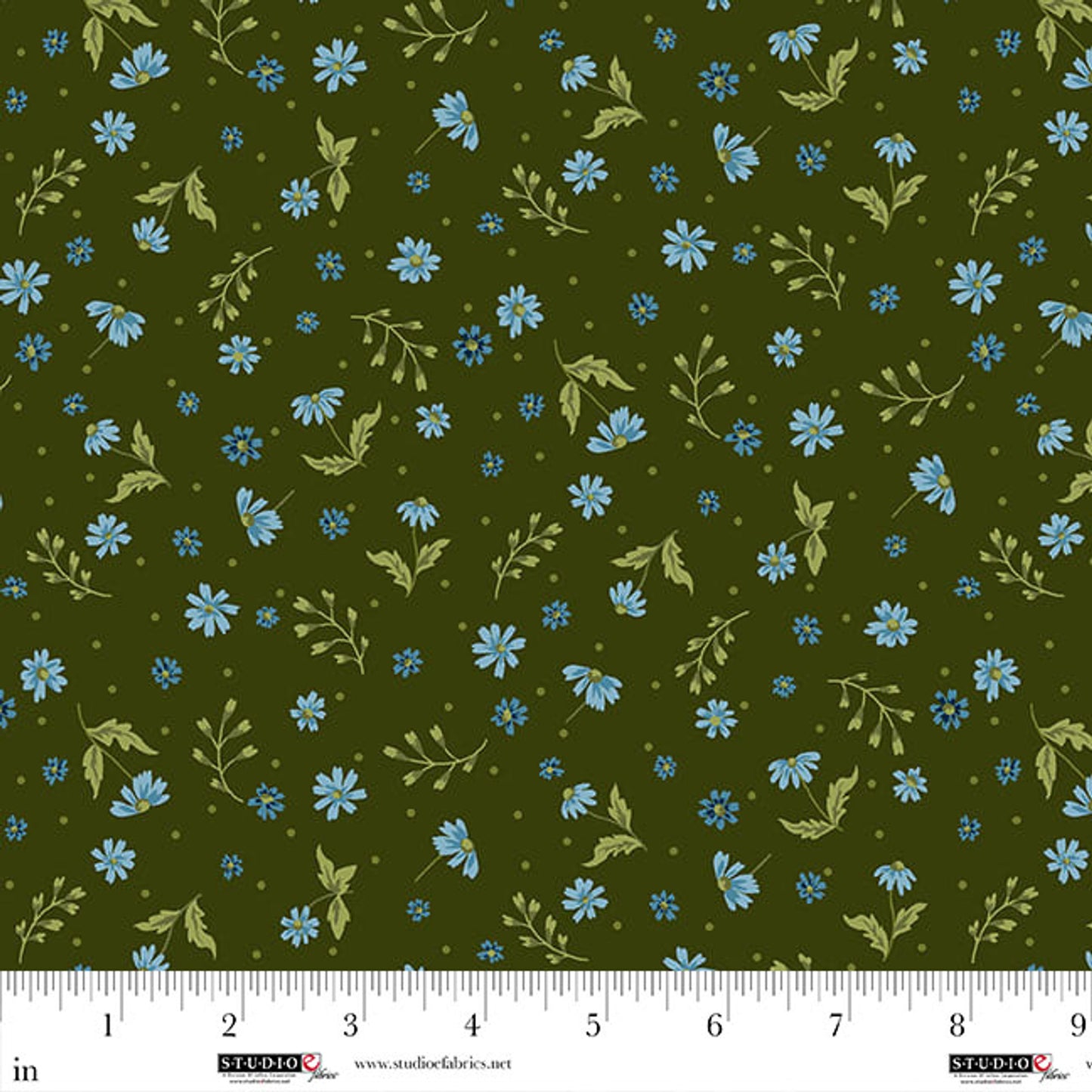 Ashdown Forest- Dark Green Ditsy: Sold by the 1/2 yard