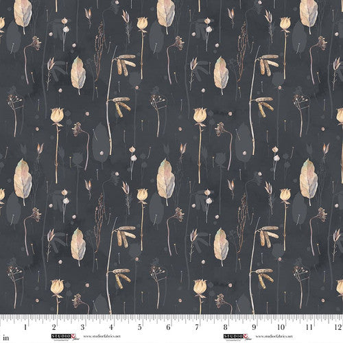 Hazy Shade of Winter- Midnight Dry Leaves: Sold By The 1/2 Yard
