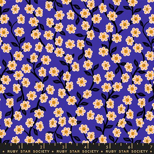 Hello Alice- Blacklight Chatty Garden: Sold by the 1/2 yard