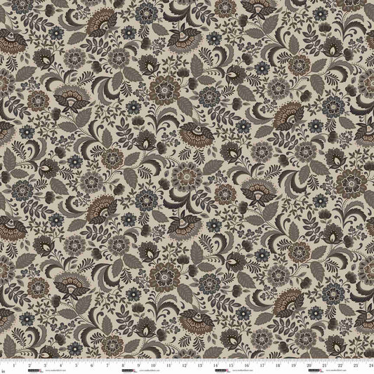 Field of Seams Bittersweet- Latte Bohemian Floral: Sold By The 1/2 Yard