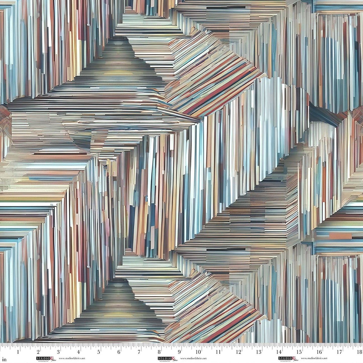 Out of the Woodwork- Turquoise Slats: Sold By The 1/2 Yard