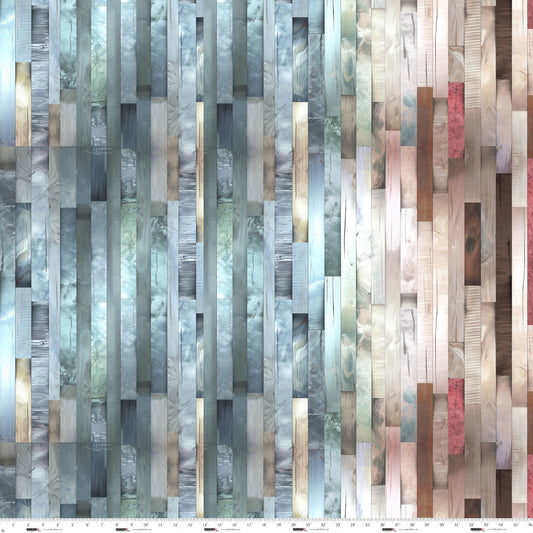 Out of the Woodwork- Turquoise Hardwood Floor Ombre: Sold By The 1/2 Yard