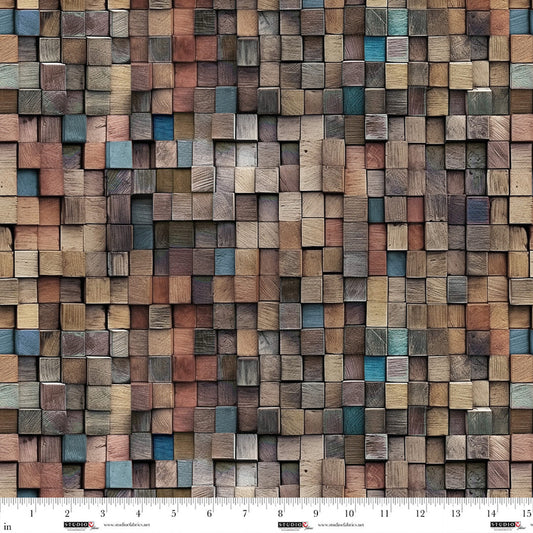 Out of the Woodwork- Mocha Stack: Sold By The 1/2 Yard