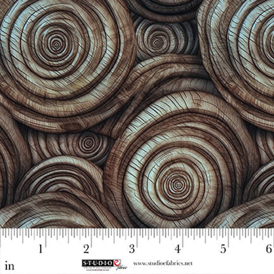 Out of the Woodwork- Coffee Woodgrain Coils: Sold By The 1/2 Yard
