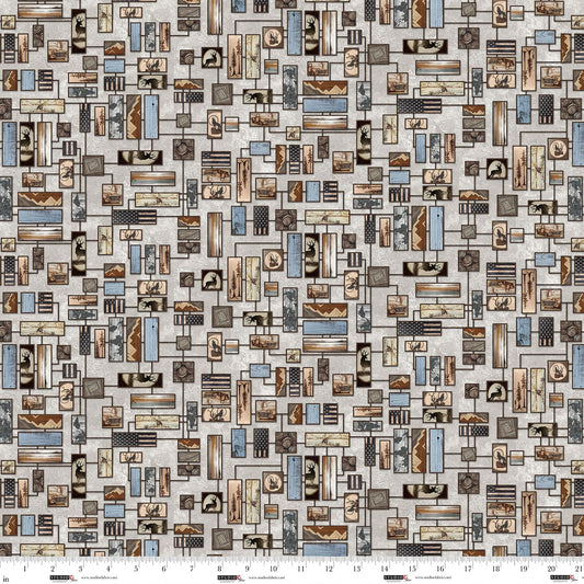 Out of the Woodwork- Mist Woodburn Art Wall: Sold By The 1/2 Yard