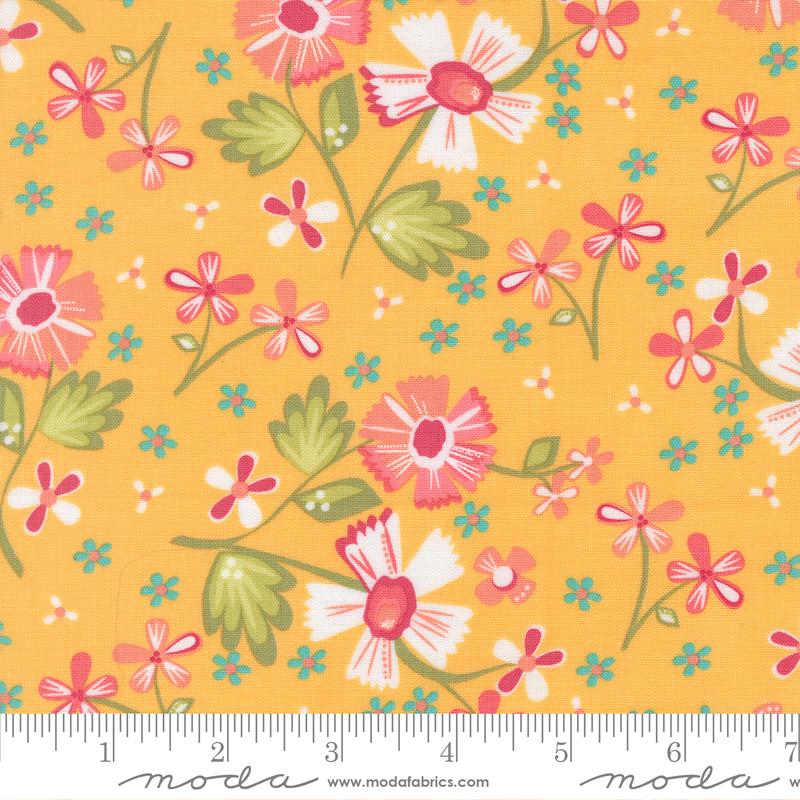 In the Garden- Goldenrod Garden Flowers: Sold By The 1/2 Yard