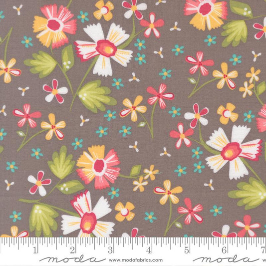 In the Garden- Slate Garden Flowers: Sold By The 1/2 Yard