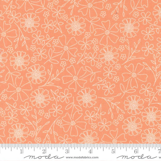 In the Garden- Coral Garden Sketch: Sold By The 1/2 Yard