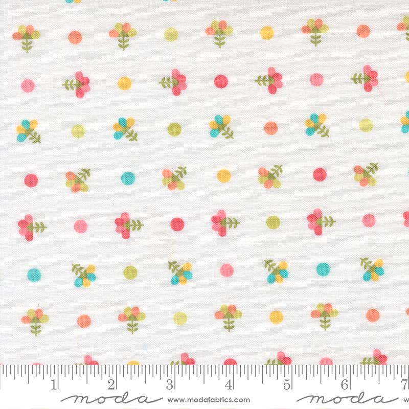 In the Garden- Off White Dotted Sprig: Sold By The 1/2 Yard