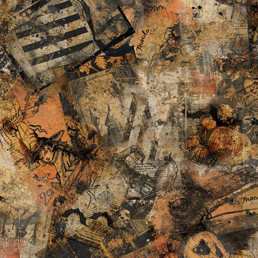 Scary Spice- Butterscotch Paper Collage: Sold by the 1/2 yard