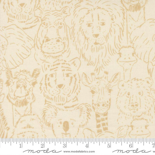 Animal Park Fun- Dove Natural One Big Happy Family: Sold by the 1/2 yard