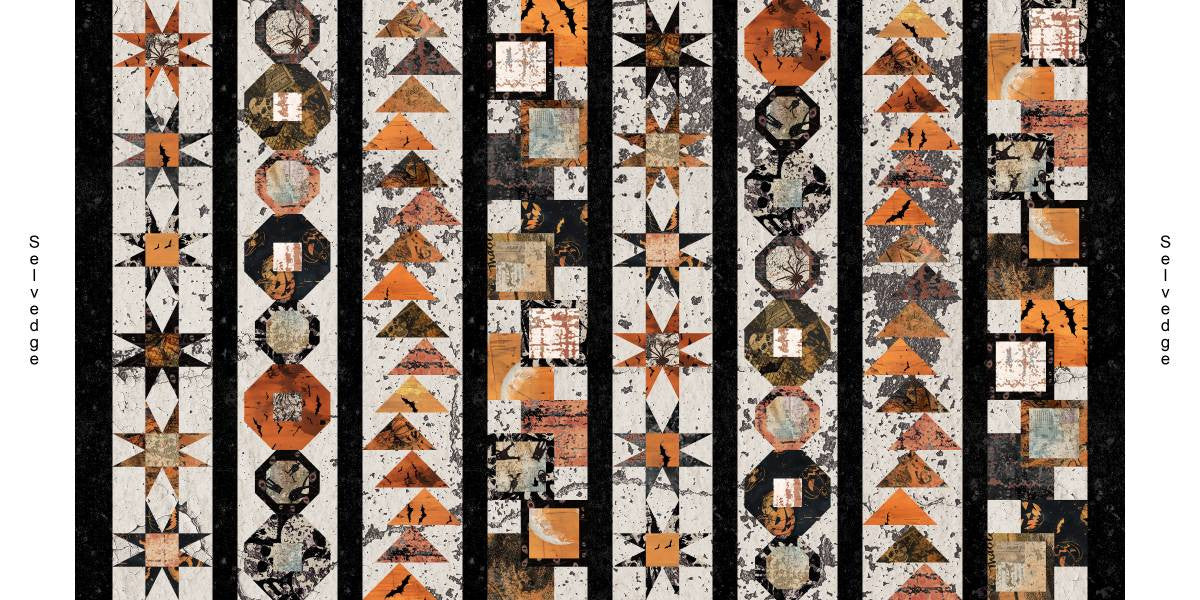 Scary Spice- Sepia Quilt Block Border Stripe: Sold by the 1/2 yard