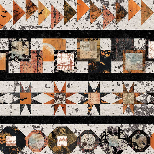 Scary Spice- Sepia Quilt Block Border Stripe: Sold by the 1/2 yard