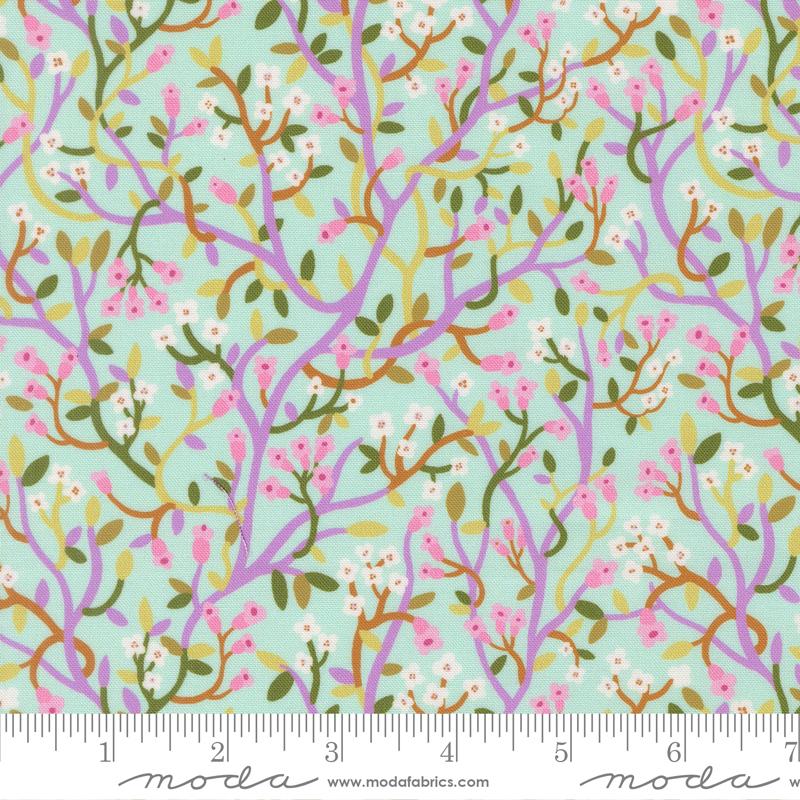 Floral Fondant- Sky Pastel Jungle: Sold by the 1/2 yard