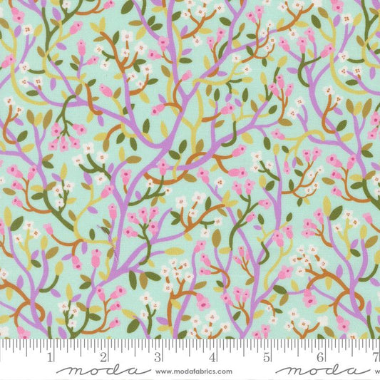 Floral Fondant- Sky Pastel Jungle: Sold by the 1/2 yard