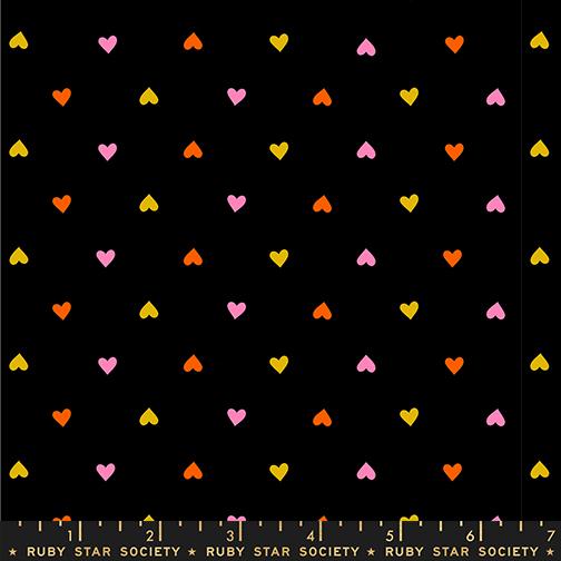 Trinketry- Black Hearts: Sold by the 1/2 Yard