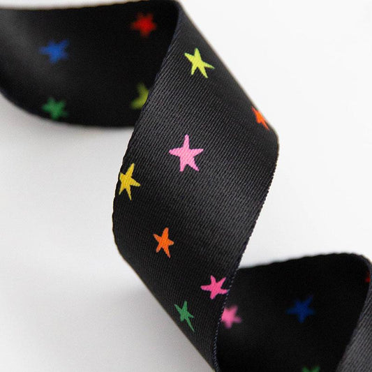Starry- Vivid Black Webbing 1.5": Sold By the Yard