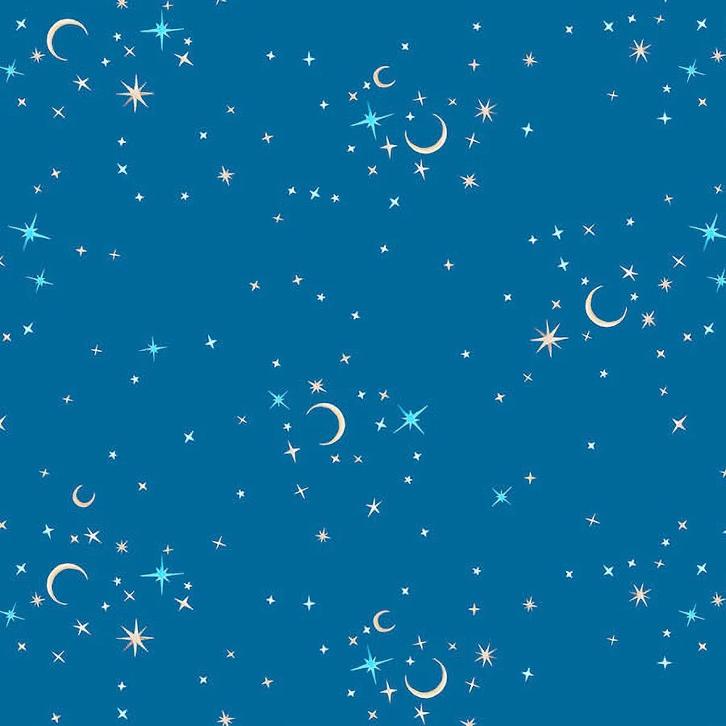 Full Moon- Teal Stars: Sold By The 1/2 Yard- Cut Continuously