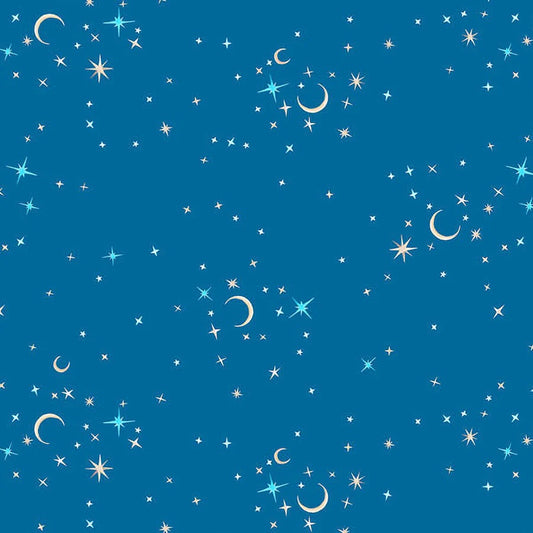 Full Moon- Teal Stars: Sold By The 1/2 Yard- Cut Continuously