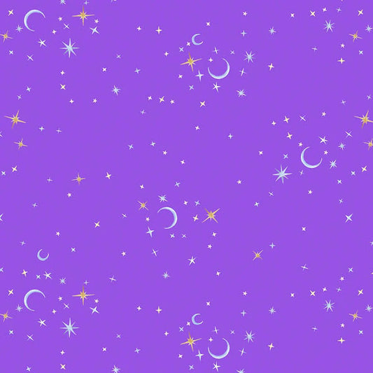 Full Moon- Purple Stars: Sold By The 1/2 Yard- Cut Continuously