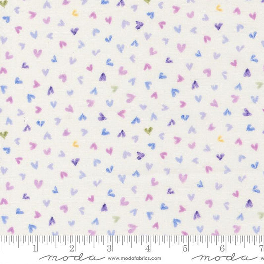 Delphinium- Snowdrop Light Hearts: Sold by the 1/2 yard