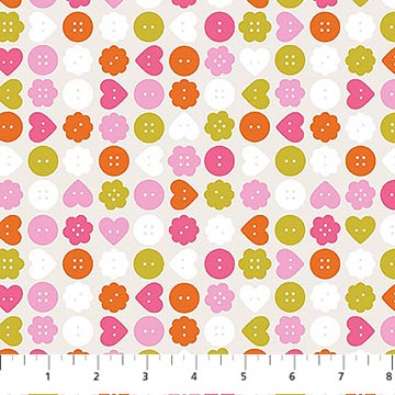 Bits and Bobs- Cream Buttons: Sold by the 1/2 yard