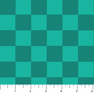 Bits and Bobs- Teal Squares: Sold by the 1/2 yard