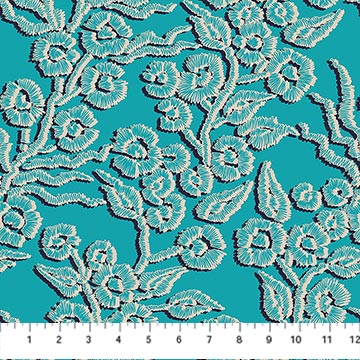 Camouflage- Blue Leopard Blossoms: Sold By The 1/2 yard
