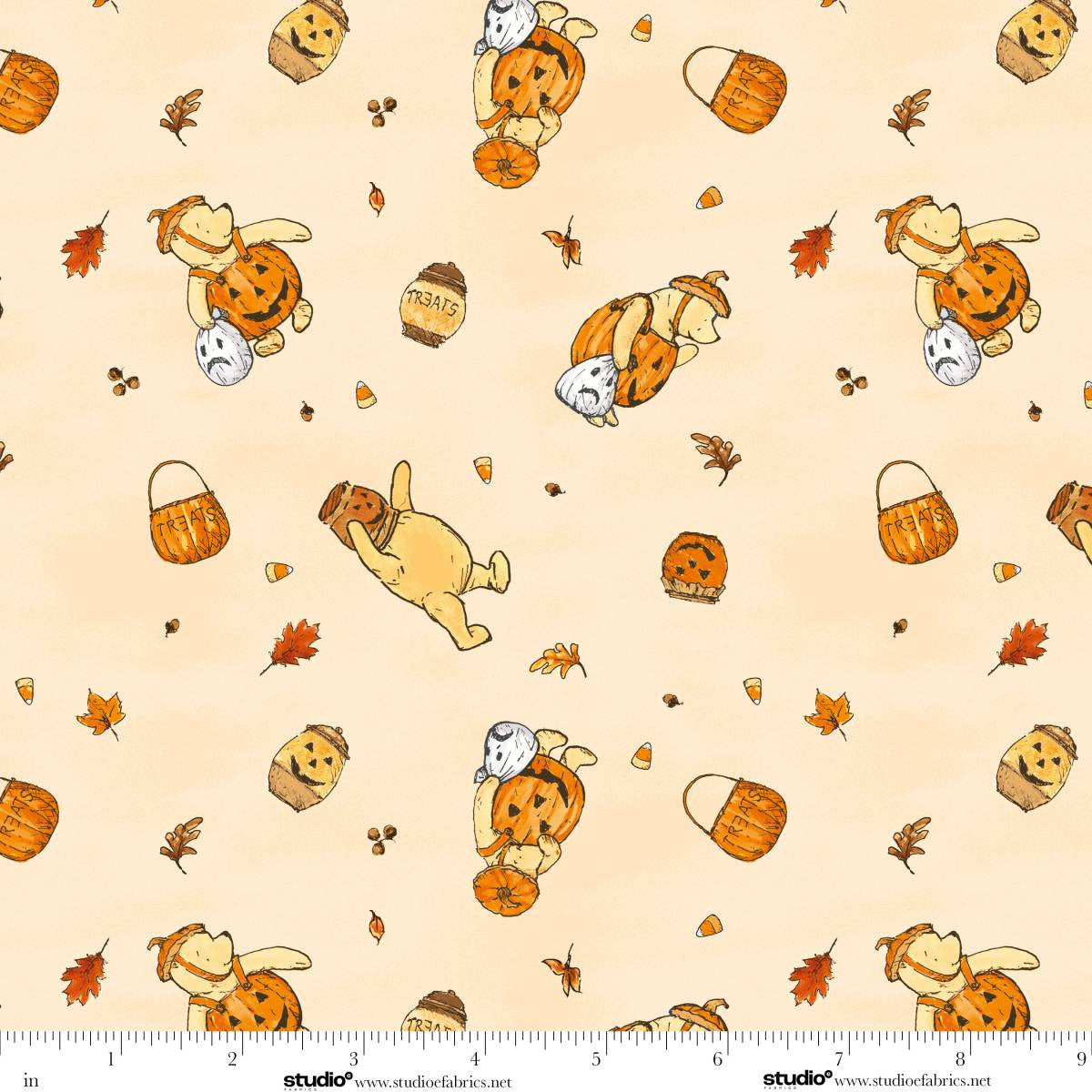 Haunted Acre Wood- Yellow Bears: Sold by the 1/2 yard