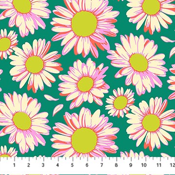 Daisy Crush- Emerald Sunshine Daisies: Sold By The 1/2 yard