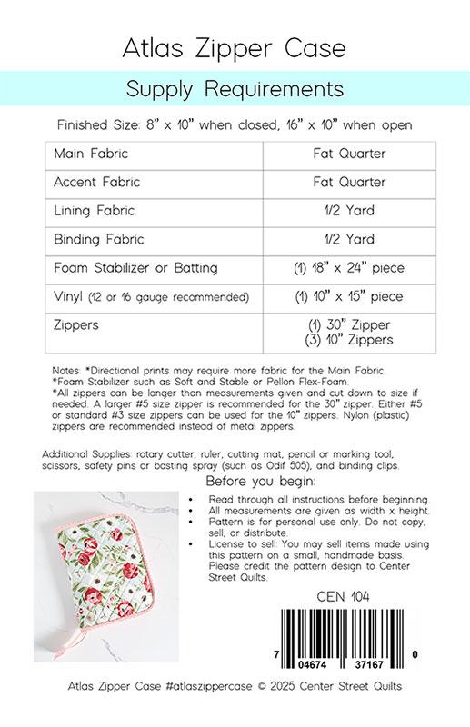 Atlas Zipper Case Pattern