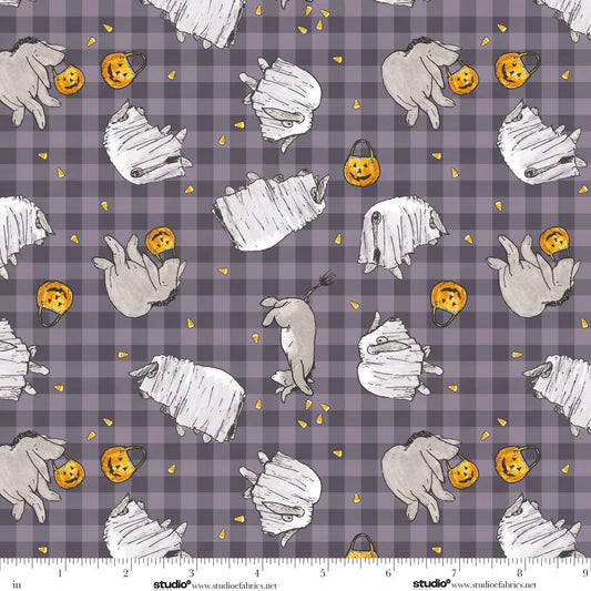 Haunted Acre Wood- Purple Ghosts: Sold by the 1/2 yard