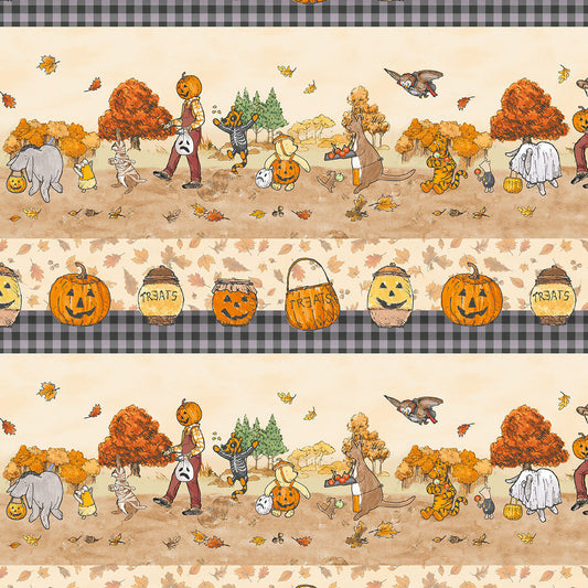 Haunted Acre Wood- Yellow Stripe: Sold by the 1/2 yard