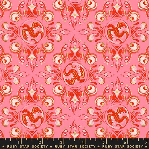 Fireglow- Dark Ruby Metallic Emblem: Sold by the 1/2 yard