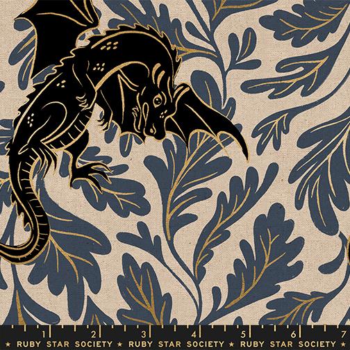 Fireglow- Smoke Metallic Dragon Lair Canvas: Sold by the 1/2 yard.