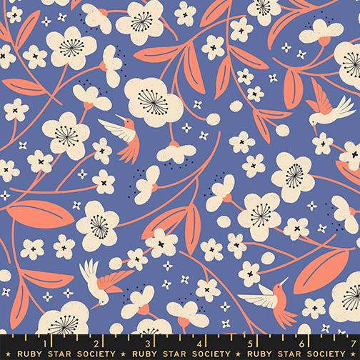 Persimmon- Twilight Persimmon Blossoms: Sold by the 1/2 yard