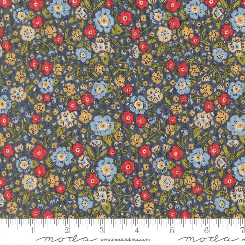 The Henhouse- Denim Calico: Sold by the 1/2 Yard