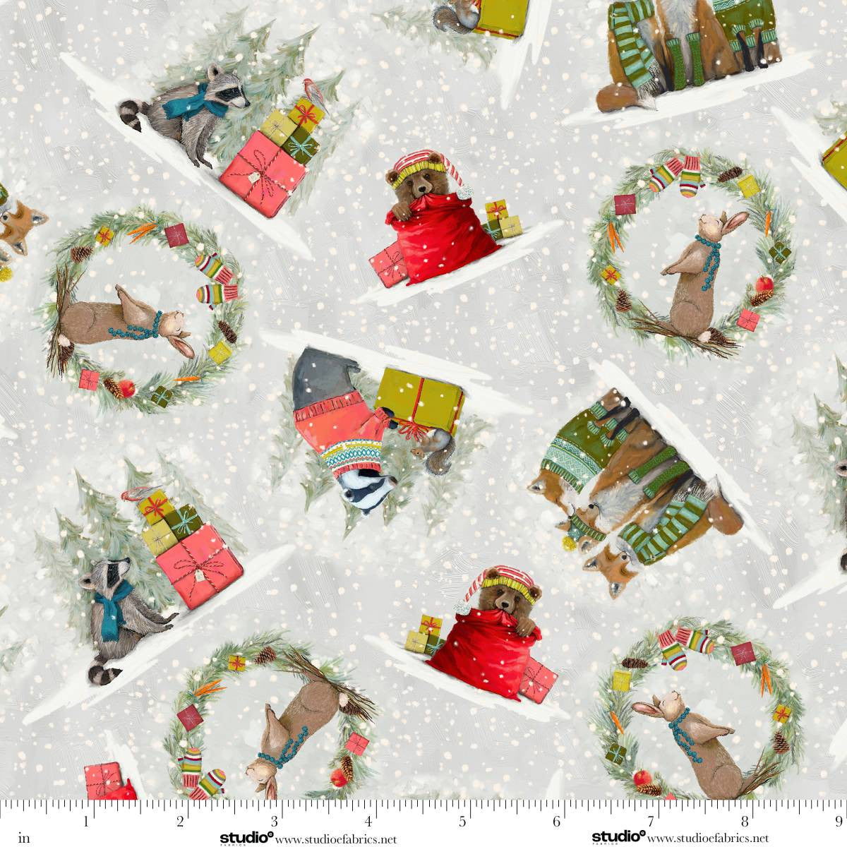 Holly Woods- Pearl Critter Vignette: Sold by the 1/2 yard