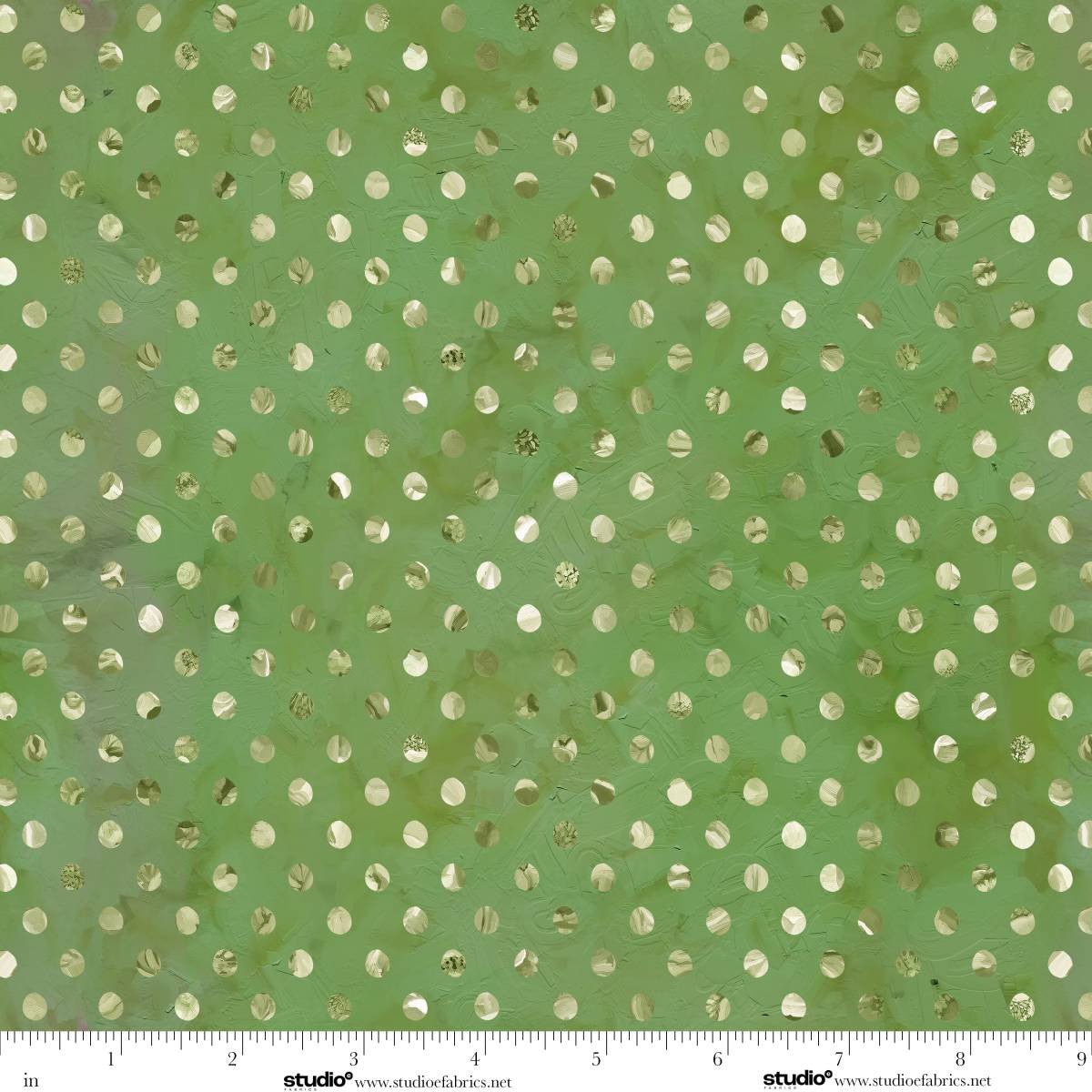 Holly Woods- Matcha Shaded Dots: Sold by the 1/2 yard