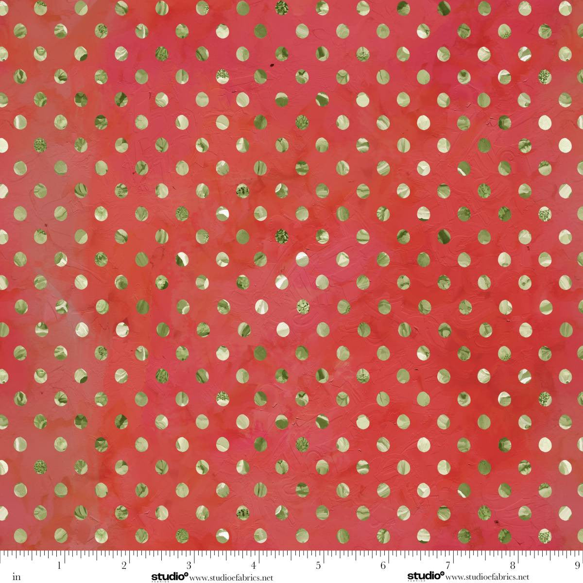Holly Woods- Coral Shaded Dots: Sold by the 1/2 yard