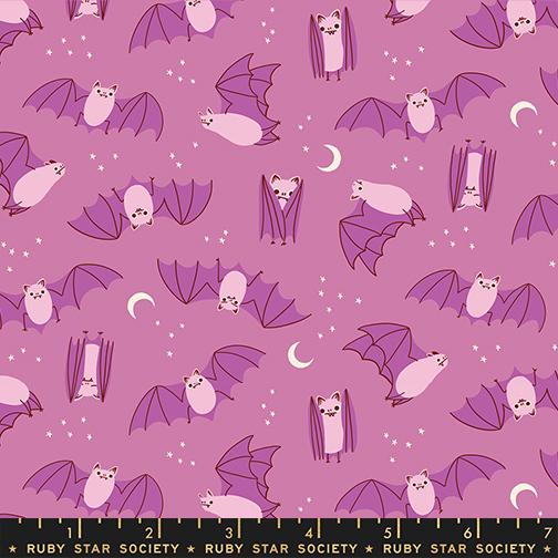 Freaky Familiar- Heliotrope Fat Bats: Sold by the 1/2 Yard