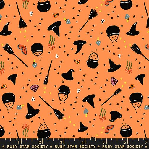 Freaky Familiar- Pumpkin Witchy Women: Sold by the 1/2 Yard