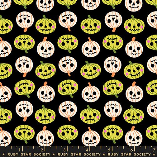 Freaky Familiar- Black Pumpkin Party: Sold by the 1/2 Yard