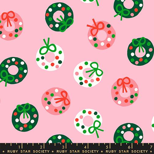 Merry Happy- Melody Pink Bough Down: Sold by the 1/2 yard