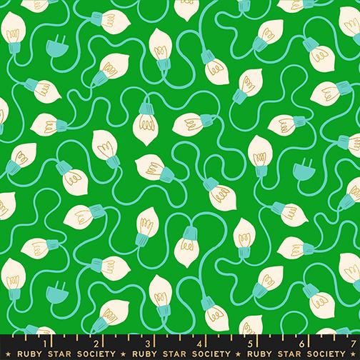 Merry Happy- Metallic Verdant High Strung: Sold by the 1/2 yard