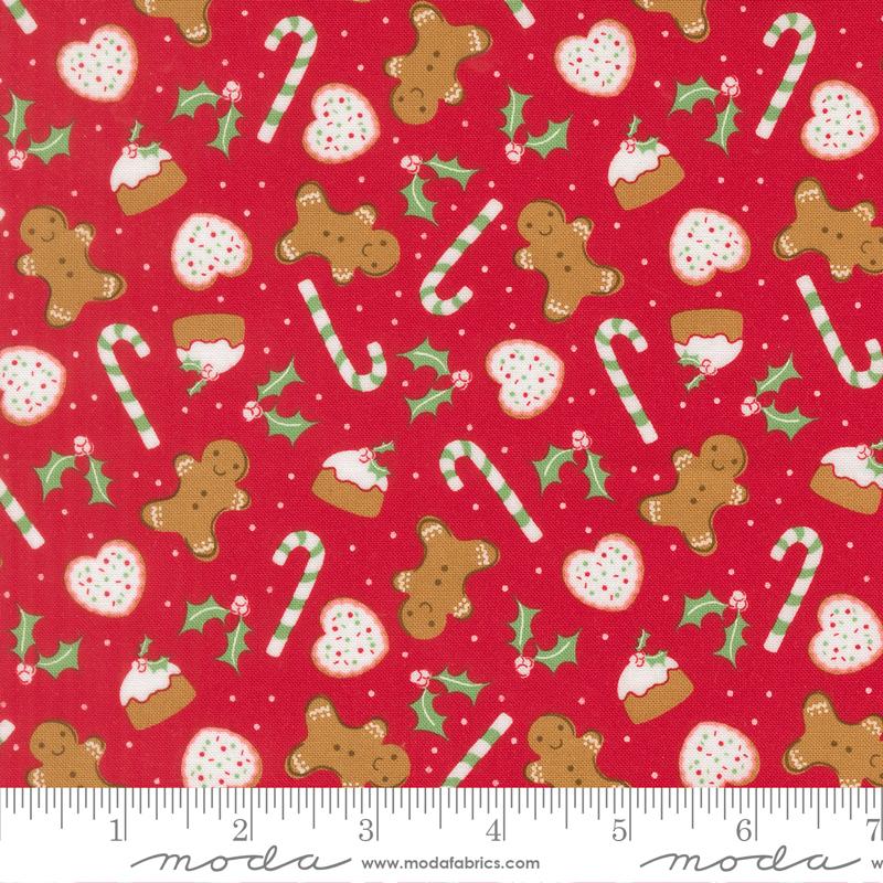 Merrily on High- Christmas Red Sweet Treats: Sold by the 1/2 yard
