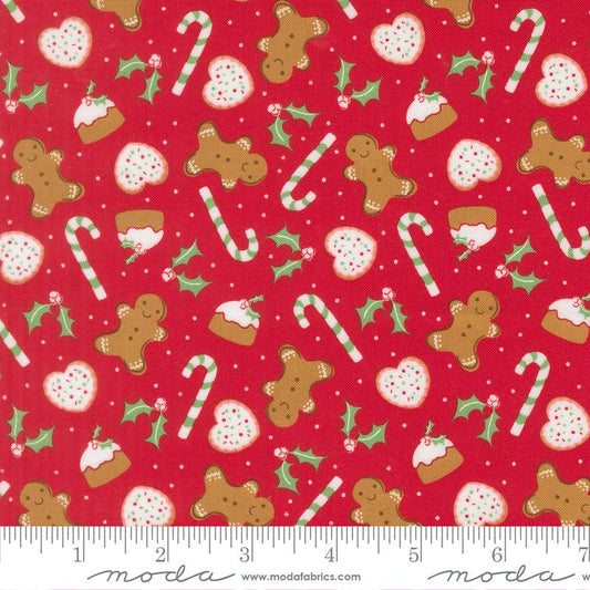 Merrily on High- Christmas Red Sweet Treats: Sold by the 1/2 yard